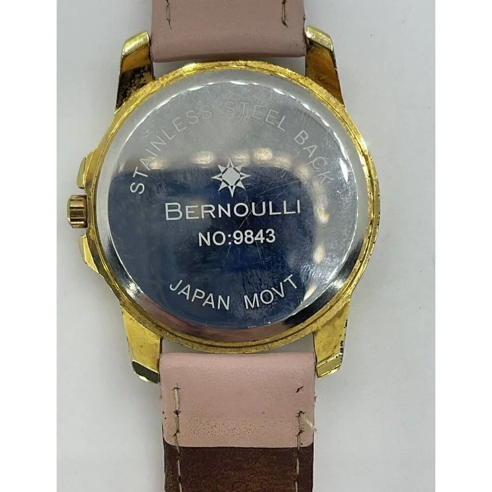 Bernoulli 9843 Faun Women's Fashion Pink Leather Band Gold Tone Watch Japan Movt